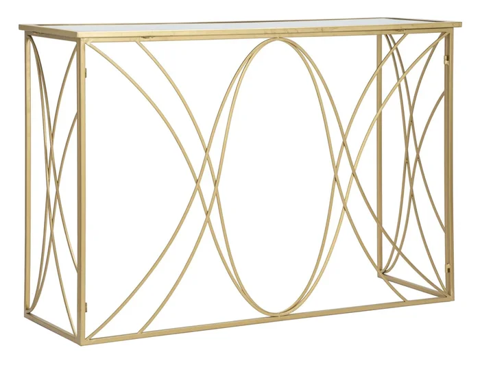 Console Exy 120x40x80 cm in Ferro e Specchio Oro e Argento