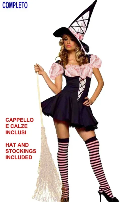 Costume Da Strega Bavarese Corto nera e rosa