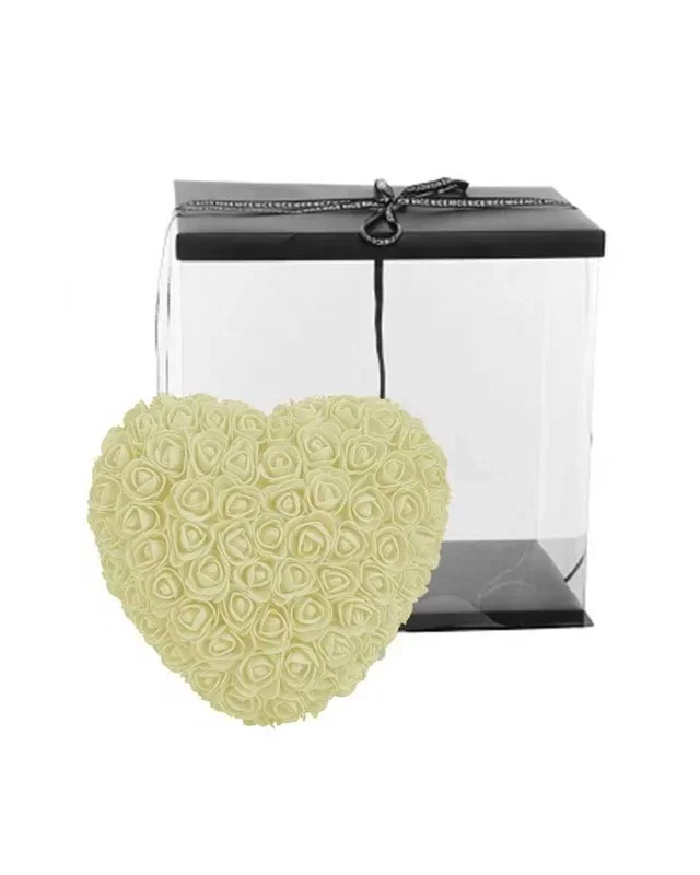 CUORE DI ROSE H.27 CM – CREMA