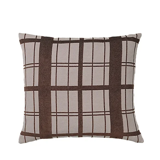 Cuscino checker marrone con imbottitura – W60XL60CM