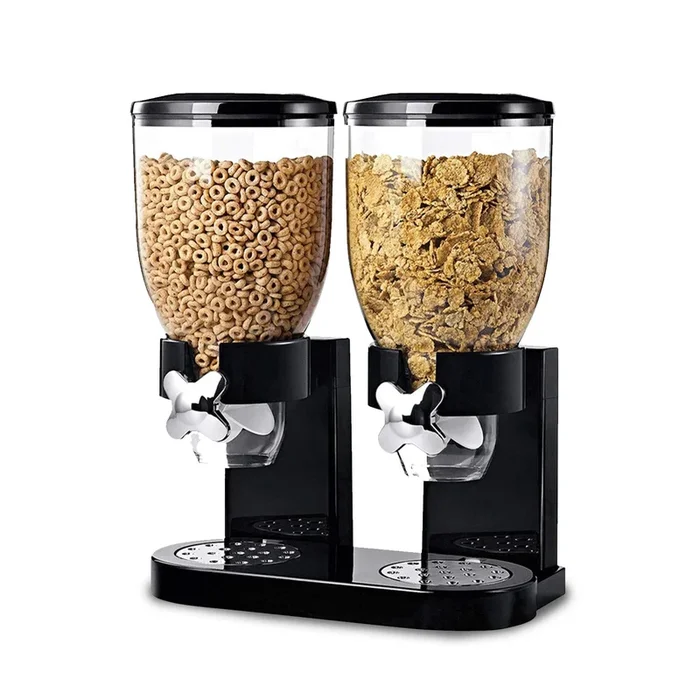 Dosatore per Corn Flakes Doppio 2×1,75L con Manopola – Ideale per la Colazione