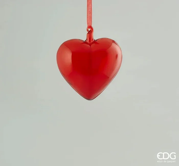 EDG Enzo De Gasperi Decorazione Cuore Vetro Soffiato D 10 Cm Red