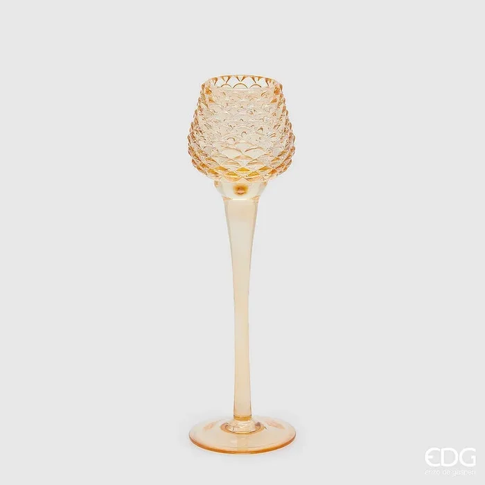 EDG Enzo De Gasperi Portacandela Calice Natale Cono H 26 Cm D 7,5 Cm Amber