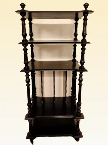Etagere libreria francese Luigi Filippo in legno ebanizzato