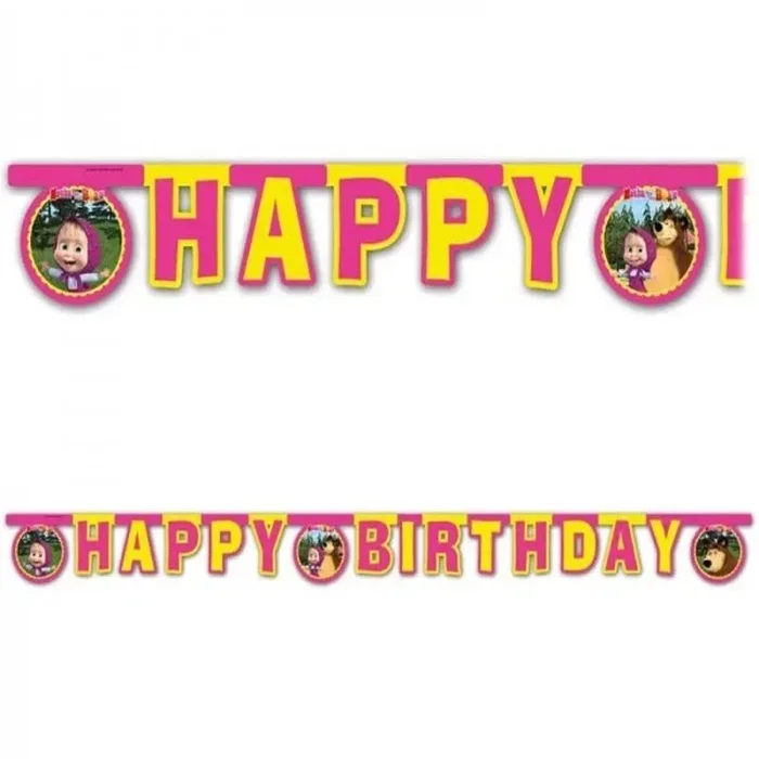 Festone “Happy Birthday” Masha e Orso