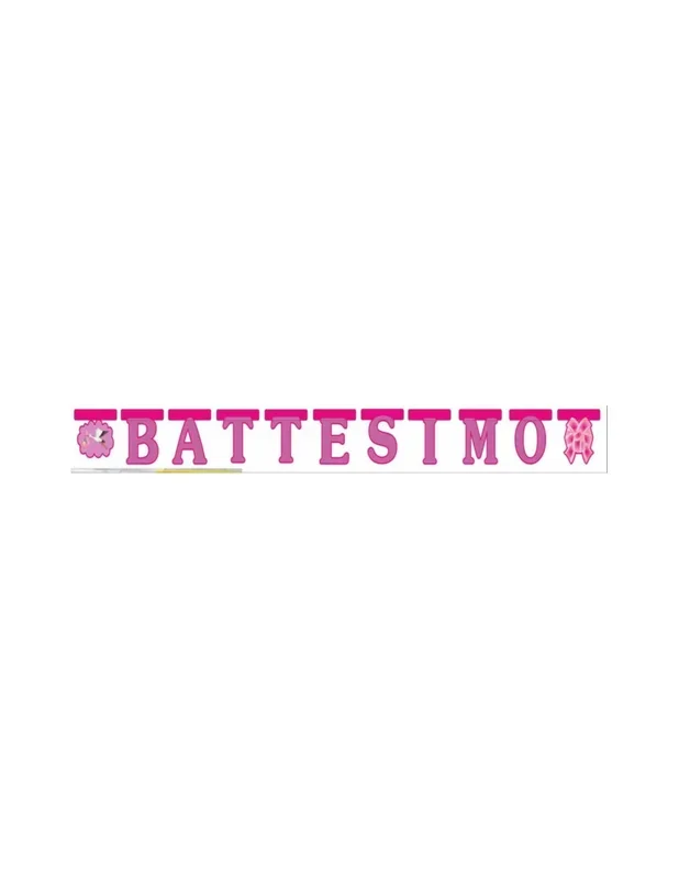 FESTONE LETTERA BATTESIMO ROSA