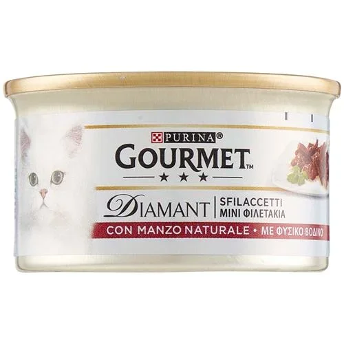 GOURMET DIAMANT CIBO UMIDO PER GATTI SFILACCETTI CON MANZO NATURALE