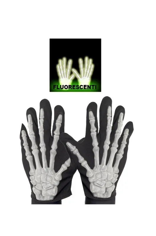Guanti scheletro fosforescenti