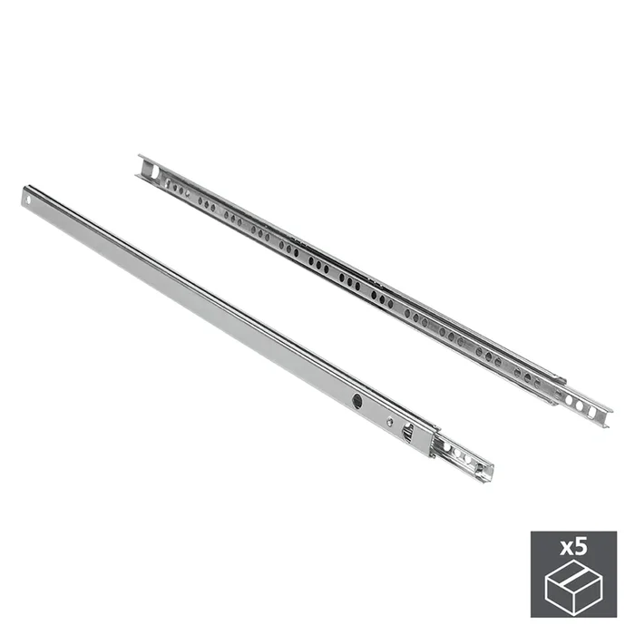 Guide per Cassetti a Sfera 17 x 278 mm Estrazione Parziale Zincato 5 Pezzi Emuca