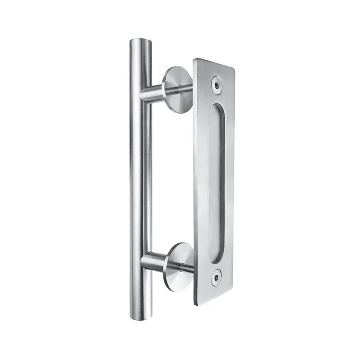 Handle Set with Recessed Pull in Stainless Steel