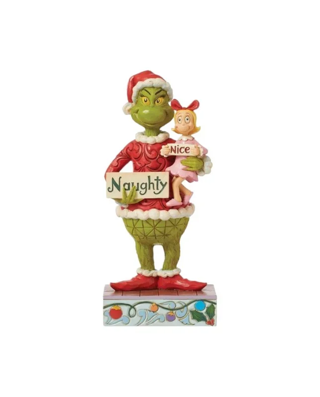 JIM SHORE | Statuetta Il Grinch e Cindy con Cartello Buoni Cattivi – 6015212