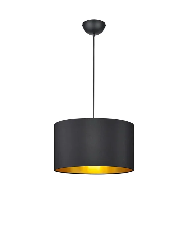 Lampada a Sospensione da Interno E27 in Tessuto Nero Opaco