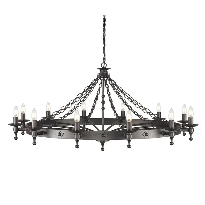 Lampadario in acciaio dal design rustico con 12 diffusori Warwick – 60W