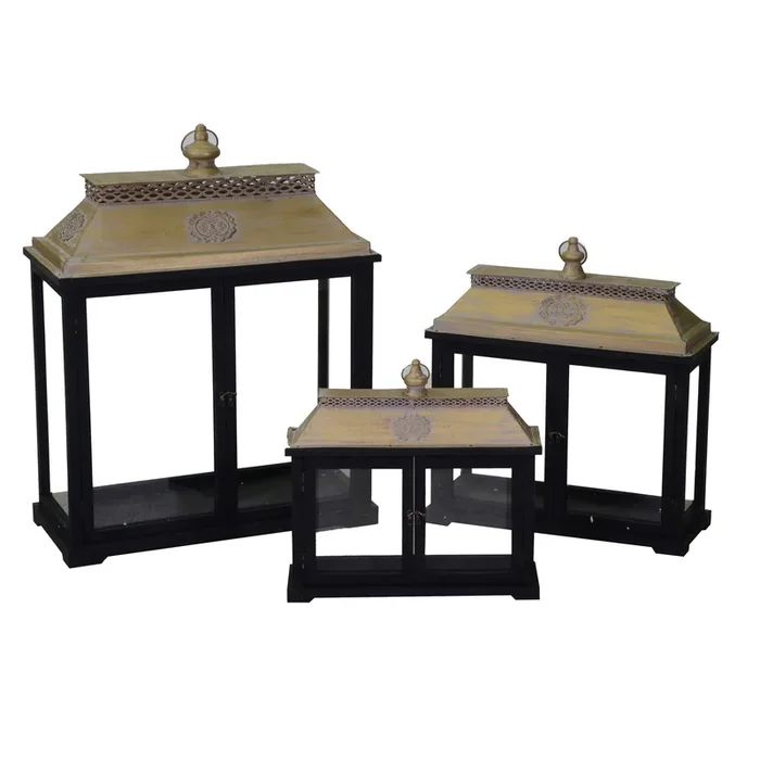 Lanterna Legno Nero 44X13X41 Cm