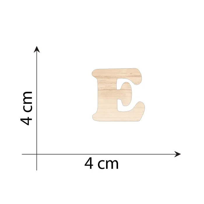 Lettera E 4 cm in Legno 3mm per decorazioni