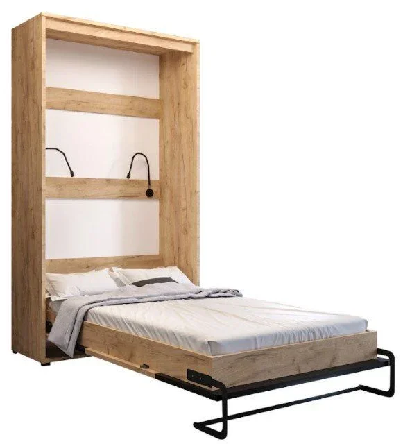 Letto a scomparsa verticale Numara 02, naturale / nero opaco – 120 x 200 cm (l x p)