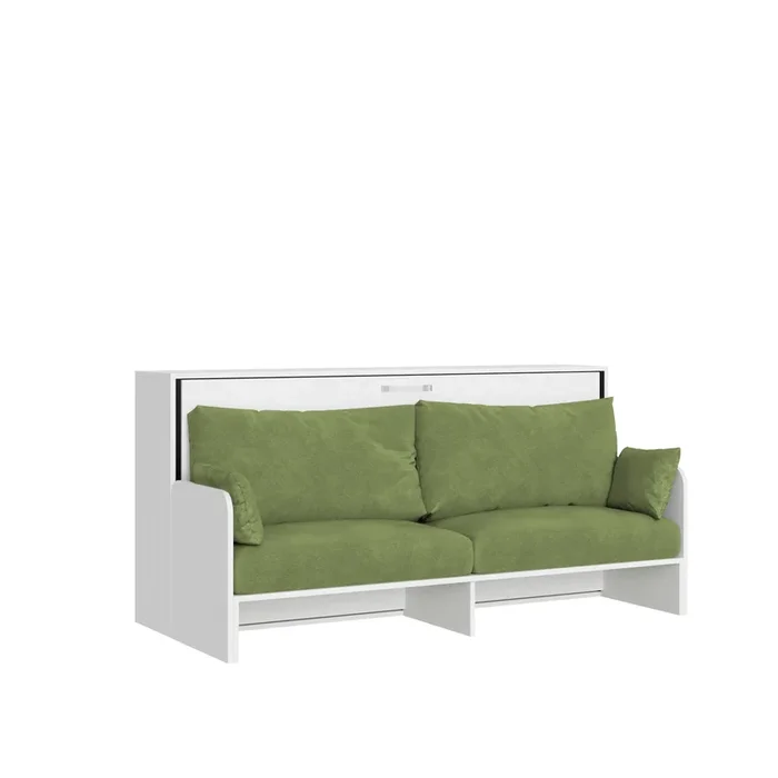 Letto Singolo A Scomparsa Kando Con Divano Bianco Frassino e Verde