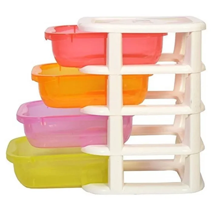 MINI SCATOLA DI IMMAGAZZINAGGIO DESKTOP CASSETTO A 4 STRATI PLASTICA MULTICOLORE
