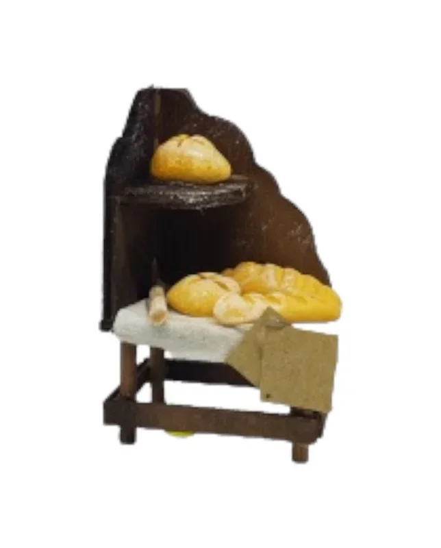 Miniatura banco pane micro 8x5x3,5 cm per presepe