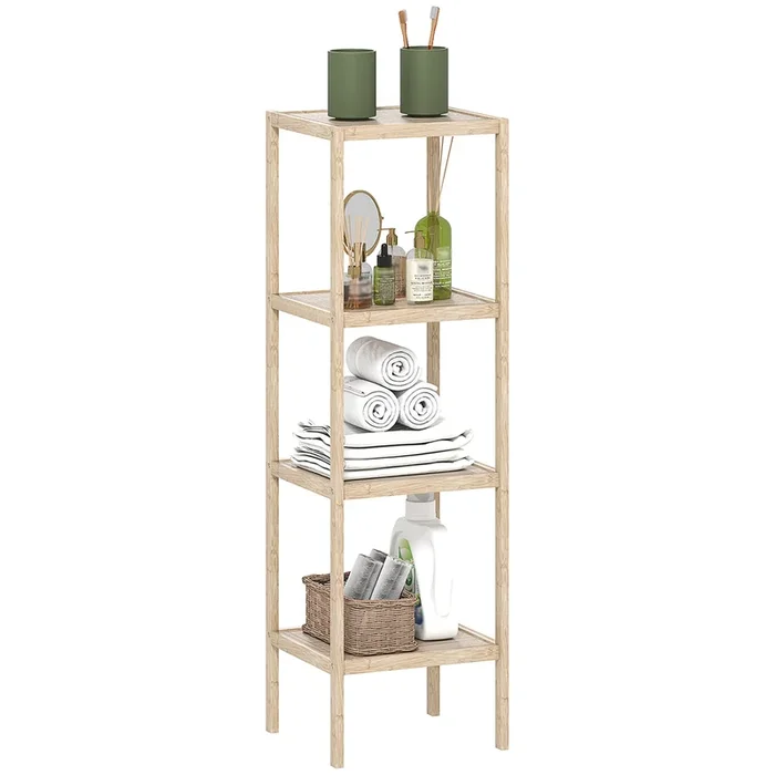 Mobile Bagno 4 Ripiani 33x31x110 cm in Bambù