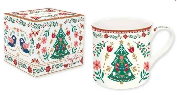Mug da 300 ml in porcellana in confezione regalo CHRISTMAS FOLK