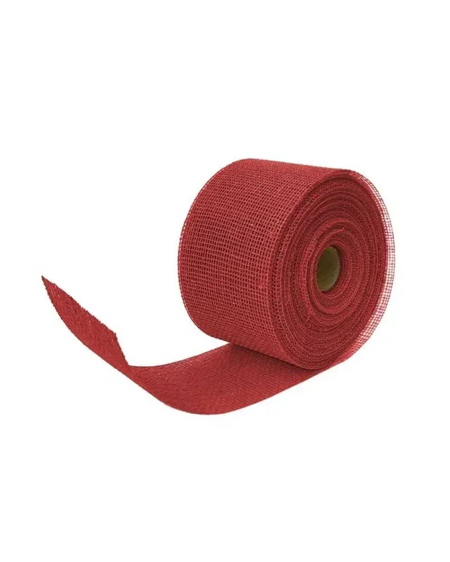 NASTRO RETE COTONE RAW – H.7 CM X 20 MT – ROSSO