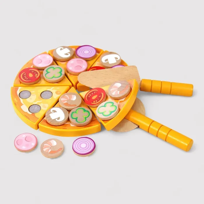 Okhar – Pizza giocattolo in legno per bambini con accessori