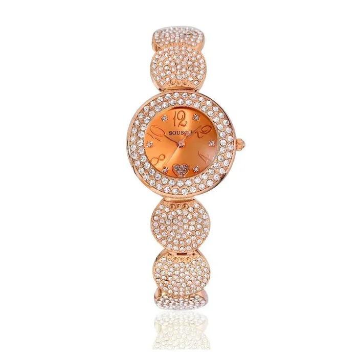 OROLOGIO DA POLSO SOUSOU S6097 DONNA MOVIMENTO QUARZO CUORE BRILLANTINI ORO ROSA