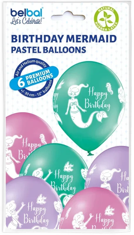 palloncini birthday mermaid 6pz