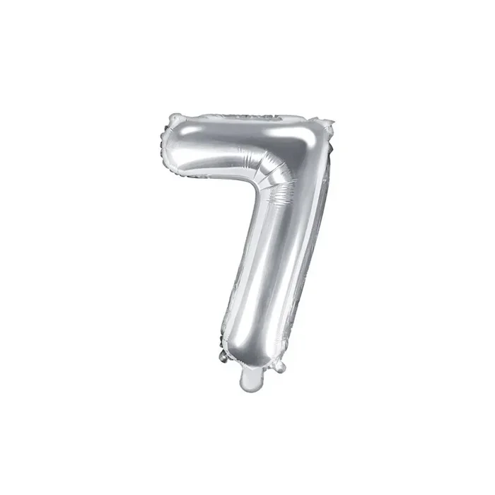 Pallone numero 7 Sette ARGENTO in MYLAR foil – PALLONCINO numerale 35cm per feste