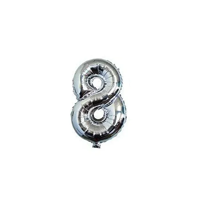 Pallone PALLONCINO numero 8 OTTO ARGENTO in MYLAR foil 41cm