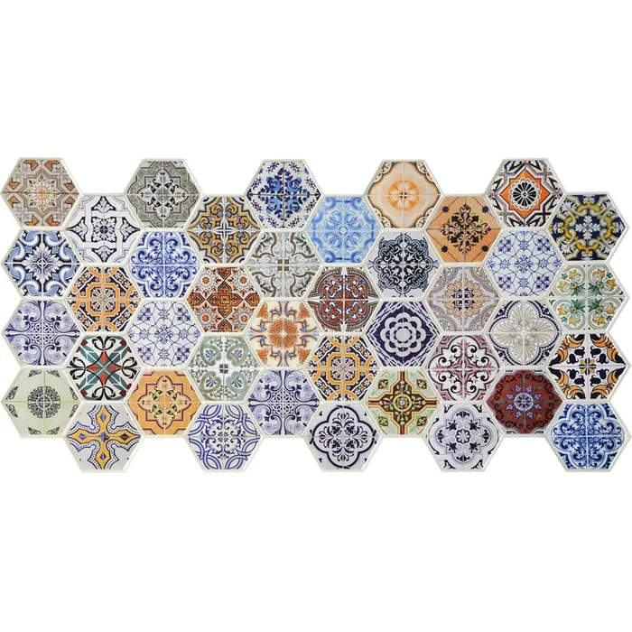 Pannelli 3D Rivestimento a parete in PVC effetto MAIOLICHE ESAGONALI Realistici e isolanti.