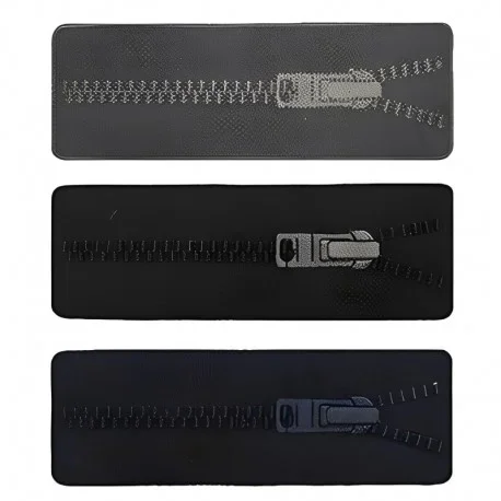 Patch zip chiusura lampo rettangolare, ricamata e termoadesiva