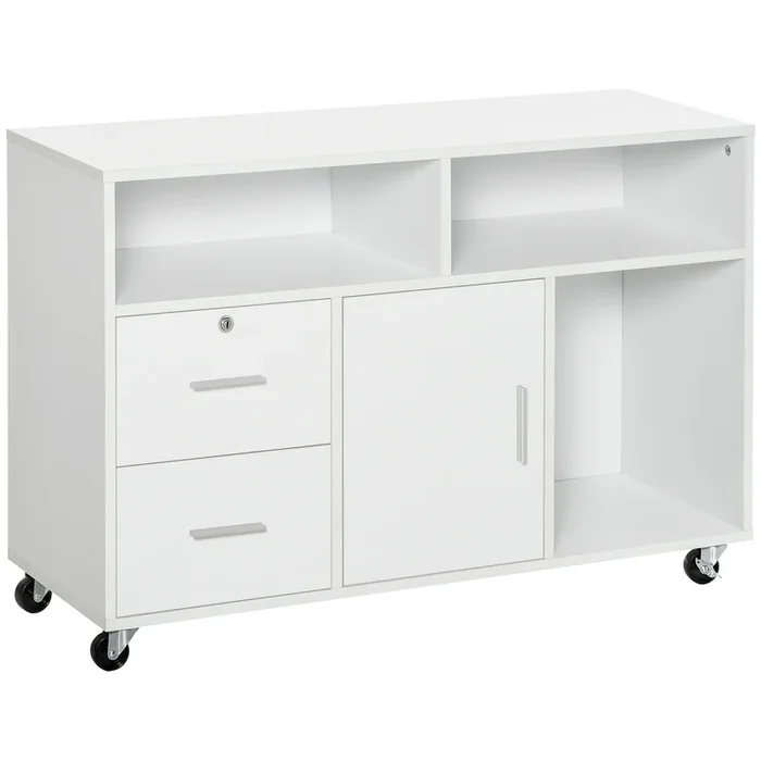 Peregrine Porta Stampante con Cassetti 100x35x65 cm in Legno Truciolare Bianco