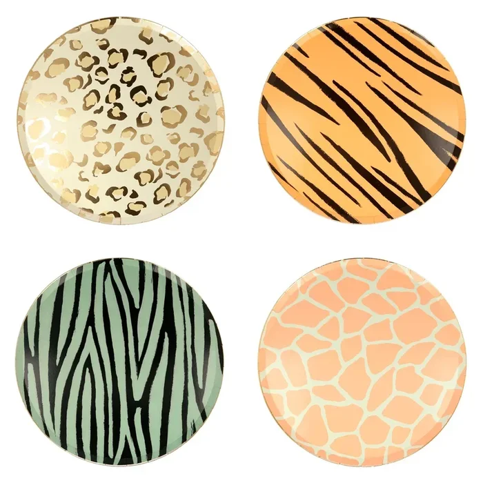 Piatti piani con stampa animalier Safari (x 8)