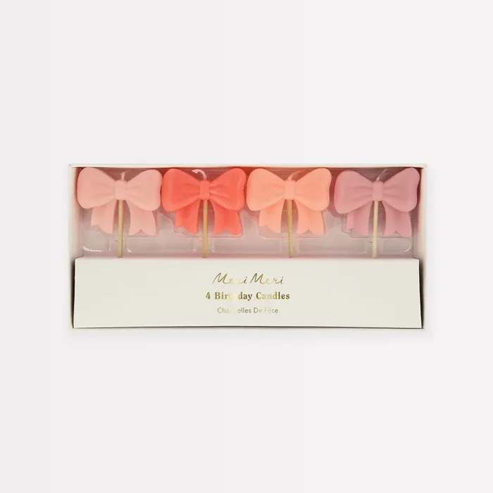Pink Bow Candles (x 4)