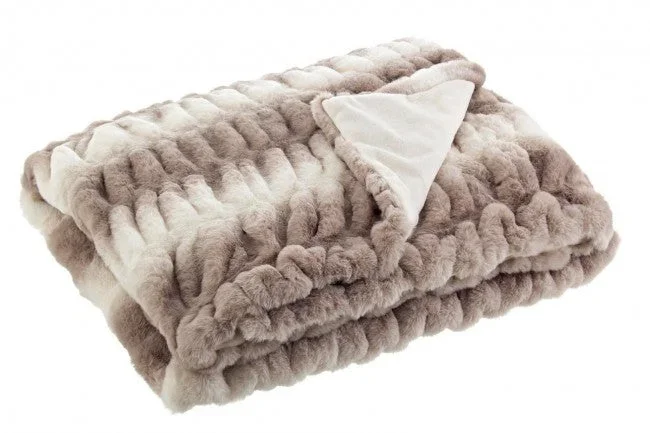 Plaid Shirring 120×150 cm in Poliestere Crema e Bianco