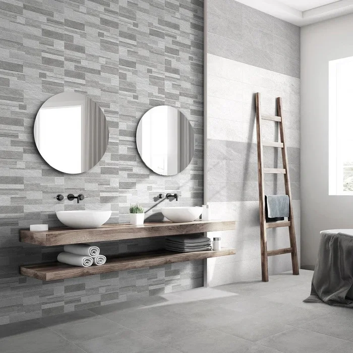 Polis Ares Cenere – Rivestimento Bagno Effetto Muretto 20×50
