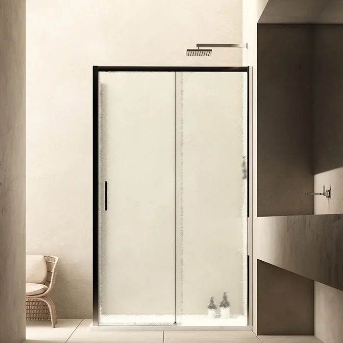 Porta Doccia 120 cm Scorrevole a Destra Vetro Martellato e Profilo Cromo – Rest