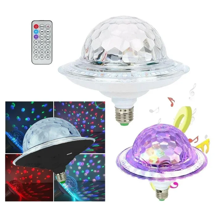 PROIETTORE LAMPADA CASSA BLUETOOTH LED RGB SPEAKER DISCOTECA E27 TELECOMANDO