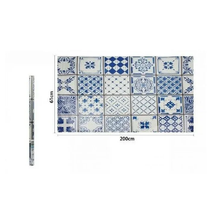 ROTOLO ADESIVO PER MURI PARETE CARTA DA PARATI 61 CM X 2 MT MAIOLICHE BLU 70856
