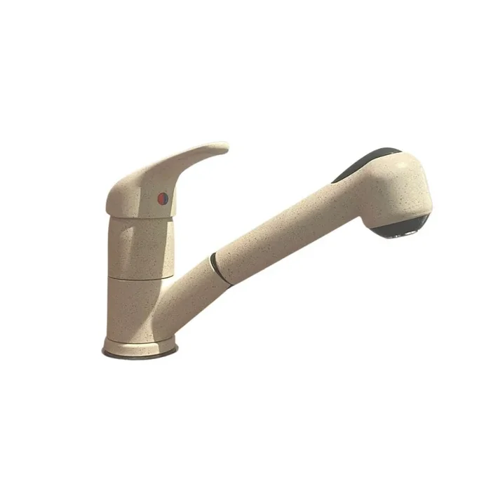 Rubinetto Cucina Miscelatore Monocomando Doccetta Estraibile in Ottone Paini Mixo Granito Beige
