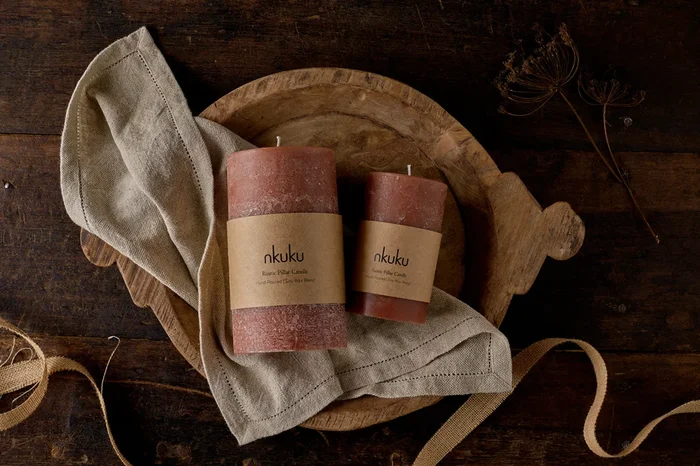 Rustic Soy Blend Pillar Candle – Rust – Diminished