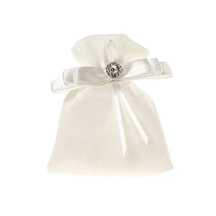 Sacchettino Bianco Con Fiocco E Diamante (Conf. da 12 pezzi.)