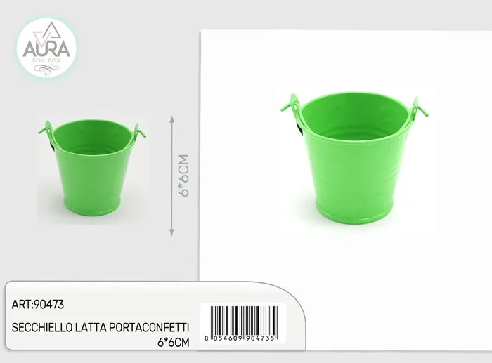 secchiello latta portaconfetti verde chiaro 6x6cm