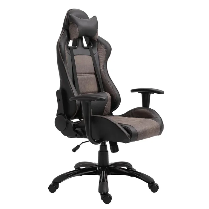 Sedia da Gaming Ergonomica in Similpelle Marrone e Nero