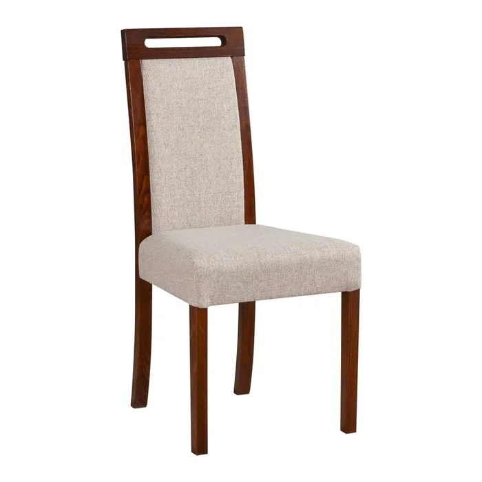 Sedia da pranzo Alangis color noce, imbottita con schiuma T-25, rivestimento in PES, design tradizionale e moderno, altezza della seduta di 47 cm, elevato comfort di seduta