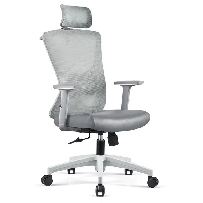 Sedia Poltrona Direzionale da Ufficio in Similpelle Grigio Chiaro