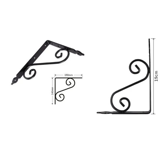 SET 2 PZ REGGIMENSOLA SUPPORTO STAFFA ANGOLIERE FANTASIA 190X140 MM NERA 91277