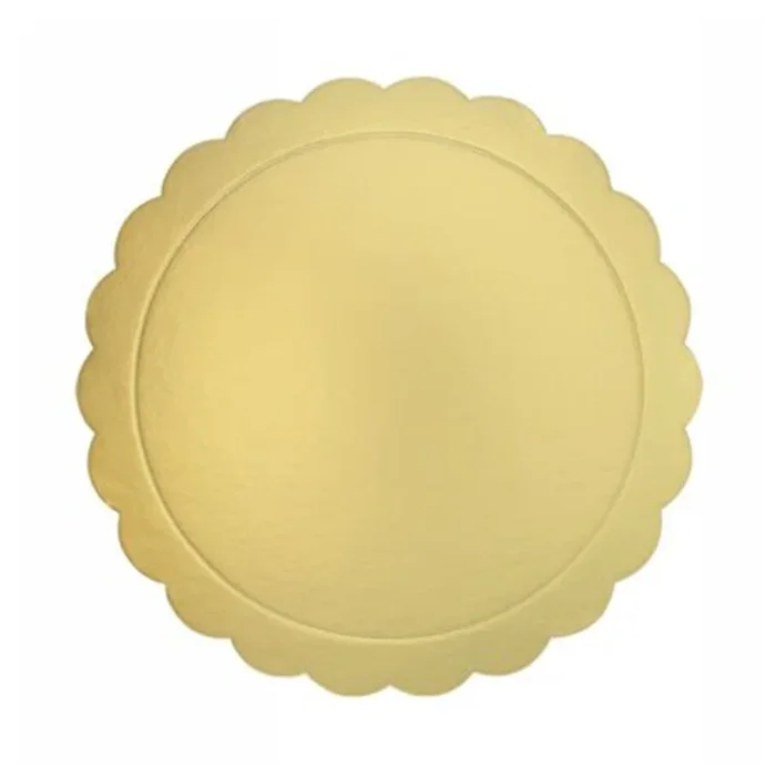 SET 4 PZ BASE PER TORTA ROTONDA PIATTO SOTTOTORTA DORATO 20 CM CON BORDINO 31159